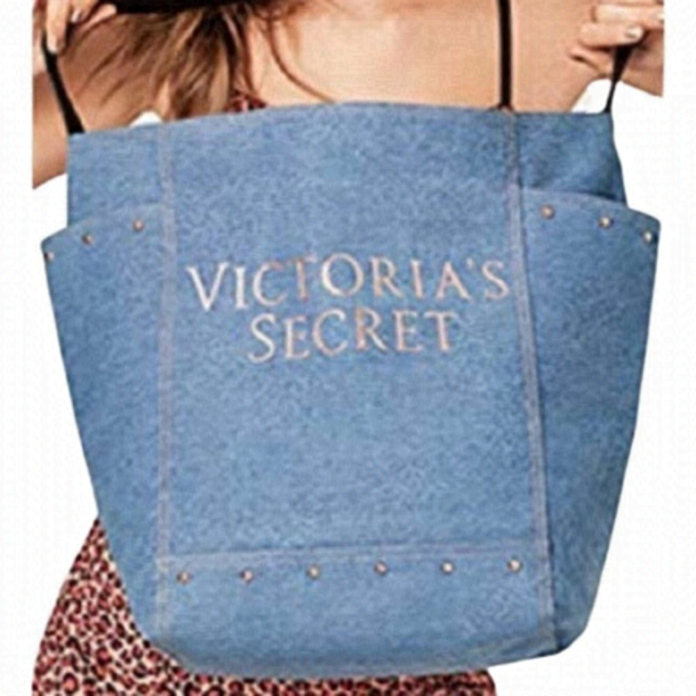 Victoria’s Secret Denim blue jean tote shoulder bag large
